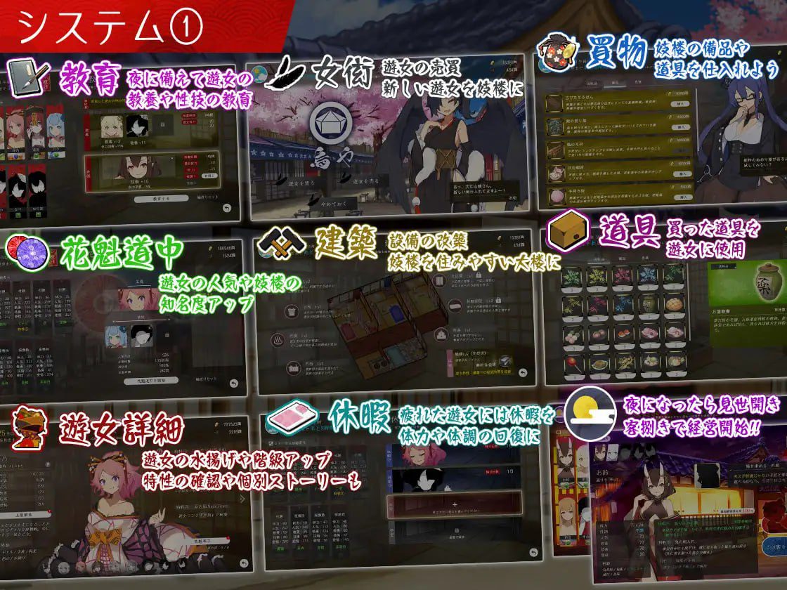 图片[4]-2459【精品SLG/经营模拟】梦吉原的妖异妓楼～妖怪大楼重建谭～ 夢吉原のあやかし妓楼 ～妖怪大楼再建譚～V1.041 AI汉化+DLC[PC+安卓mtool]-ACG俱乐部 - 各类游戏免费下载